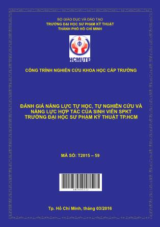 Luận văn Ðánh giá năng lực tự học, tự nghiên cứu và năng lực hợp tác của sinh viên Sư phạm Kỹ thuật trường Đại học Sư phạm Kỹ thuật thành phố Hồ Chí Minh (Phần 1)