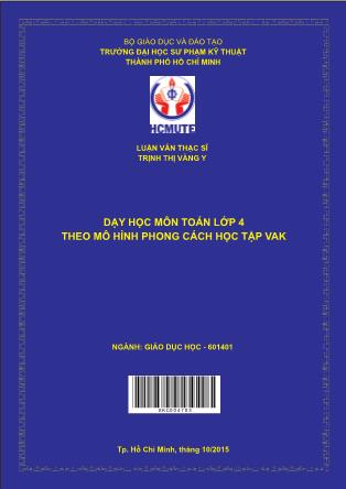 Luận văn Dạy học môn toán lớp 4 theo mô hình phong cách học tập VAK (Phần 1)