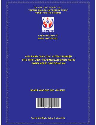 Luận văn Giải pháp giáo dục hướng nghiệp cho sinh viên trường Cao đẳng nghề Công nghệ cao Đồng An (Phần 1)