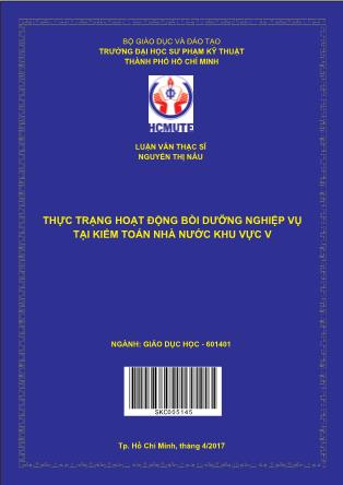 Luận văn Thực trạng và giải pháp nâng cao hiệu quả hoạt động bồi dưỡng nghiệp vụ tại kiểm toán nhà nước khu vực V (Phần 1)