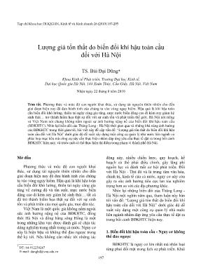 Lượng giá tổn thất do biến đổi khí hậu toàn cầu đối với Hà Nội