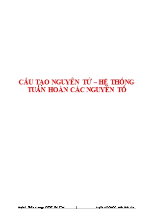 Luyện thi Đại học Cao đẳng môn Hóa học - Huỳnh Thiên Lương