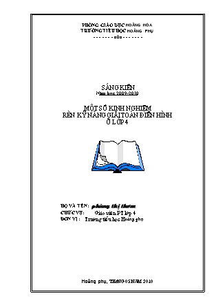 Một số kinh nghiệm rèn kỹ năng giải toán điển hình ở lớp 4