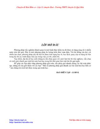 Một số phương pháp giải nhanh các bài toán Hoá học hữu cơ