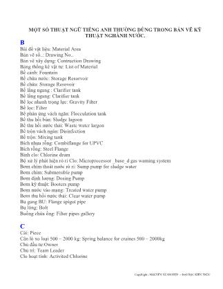 Một số thuật ngữ tiếng Anh thường dùng trong bản vẽ kỹ thuật nghành nước
