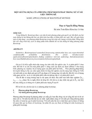 Một số ứng dụng của phương pháp bootstrap trong xử lý số liệu thống kê