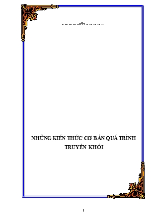 Những kiến thức cơ bản quá trình truyền khối