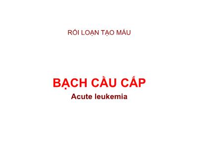 Rối loạn tạo máu: Bạch cầu cấp (Acute leukemia)