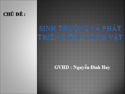 Sinh trưởng và phát triển ở thủy sinh vật