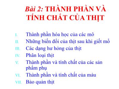 Thành phần và tính chất của thịt