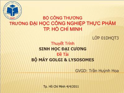 Thuyết trình Sinh học đại cương: Bộ máy Golgi & Lysosomes