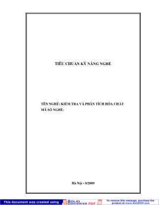 Tiêu chuẩn kỹ năng nghề: Kiểm tra và phân tích hóa chất
