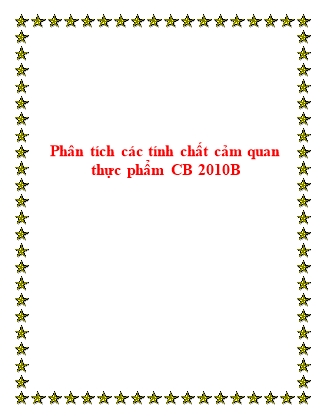 Tiểu luận Phân tích các tính chất cảm quan thực phẩm