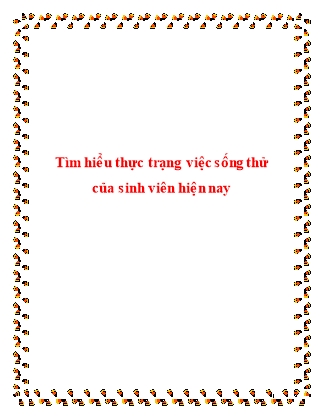 Tìm hiểu thực trạng việc sống thử của sinh viên hiện nay