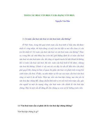 Toàn cầu hoá văn hoá và đa dạng văn hoá