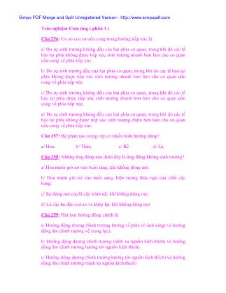 Trắc nghiệm Cảm ứng