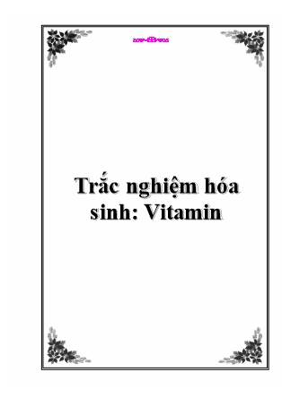 Trắc nghiệm hóa sinh: Vitamin