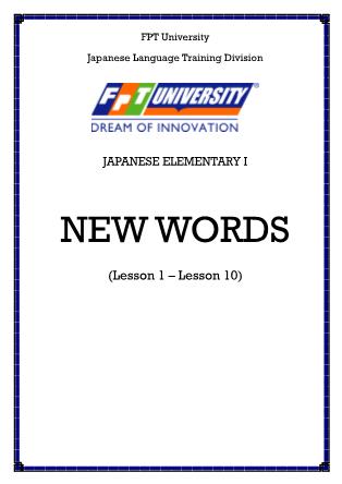 Từ mới tiếng Nhật sơ cấp 1