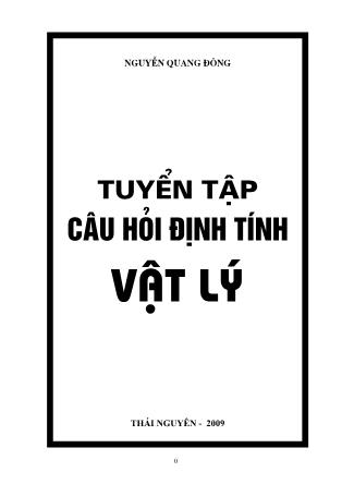Tuyển tập Câu hỏi định tính vật lý - Nguyễn Quang Đông