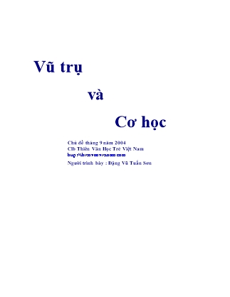 Vũ trụ và Cơ học - Đặng Vũ Tuấn Sơn