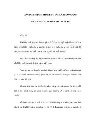 Xác định thành phần loài sán lá thường gặp ở Việt Nam bằng sinh học phân tử
