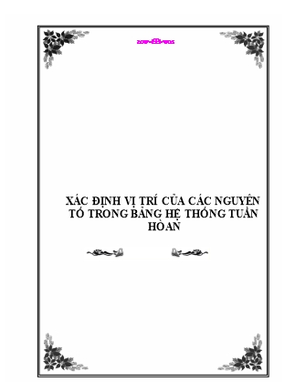 Xác định vị trí của các nguyên tố trong bảng hệ thống tuần hòan